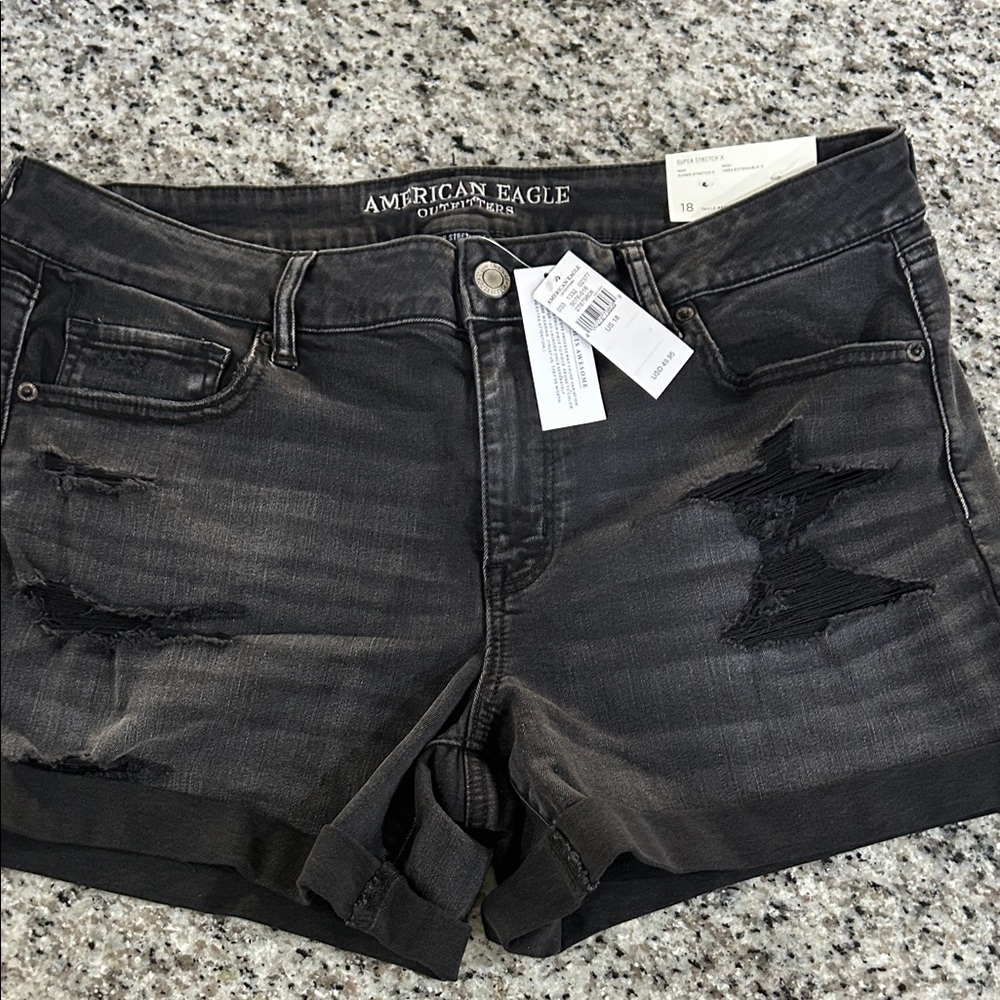 American Eagle Outfitters Faded Black low rise Denim Shorts